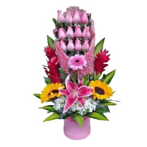 ARREGLO FLORAL ROSAS ROSADAS