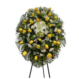 CORONA FUNEBRE ROSAS AMARILLAS